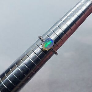 1.3ct Ethiopian Welo Opal Solitare Ring In Sterling Silver